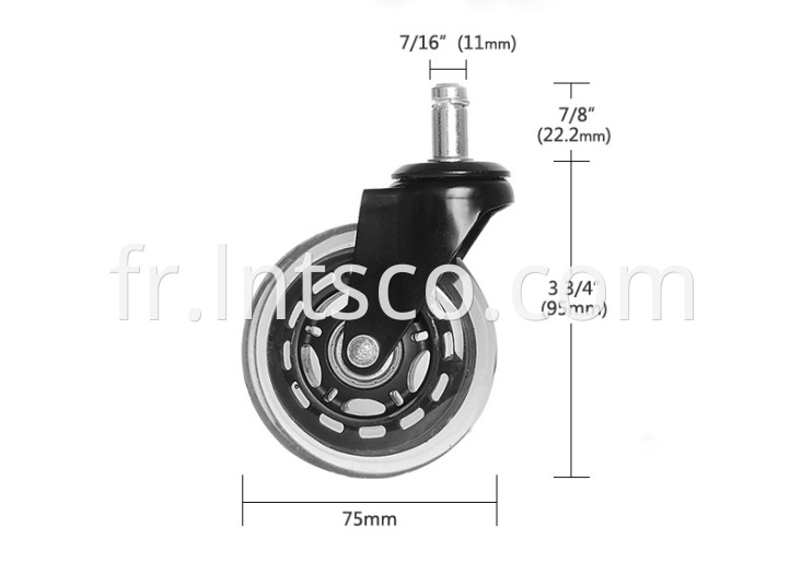 75mm Furniture Transparent PU Swivel Casters